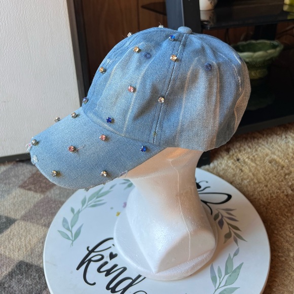 Steve Madden Embellished Denim Cap with different color Rhinestones. - Picture 1 of 16